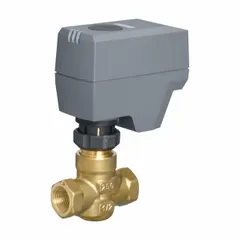 This 2-way zone valve features a 1/2-inch female NPT connection and a 4 Cv flow rate. It is normally open with a non-spring return electric actuator operating at 24V AC. Suitable for regulating water flow in hydronic heating and cooling systems.