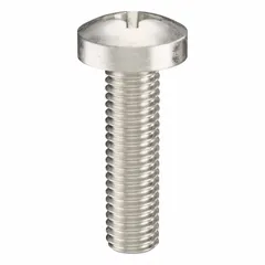 Pan head machine screws with Phillips drive for fastening metal parts in machinery, enclosures, and equipment. Made from 316 stainless steel with a plain finish for corrosion resistance. Thread size M8x1.25, length 30 mm, drive size #4. Sold in a pack of 5.
