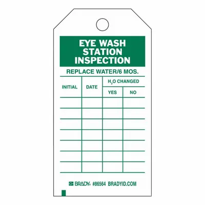 BRADY Eyewash Station Inspection Tag - Safety