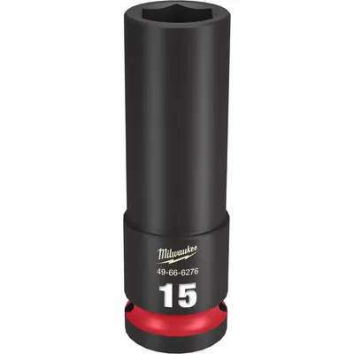 MILWAUKEE Deep Impact Socket: 1/2 in Drive Size, Metric, 15 mm Socket Size, 6-Point - 1/2" Drive Impact Sockets
