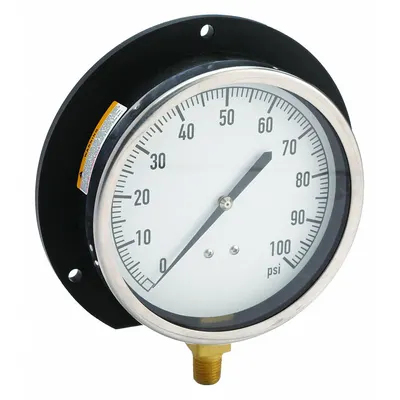 OEM U-Clamp Panel-Mount Pressure Gauge with Copper Wetted Parts - U-Clamp Panel-Mount with Copper Wetted Parts