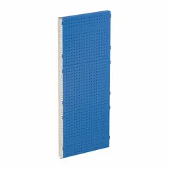 Steel floor rack with blue powder-coated finish and 3/8 in square peg holes. Includes I-Feet for stability. Used for organizing tools and parts in workshops, warehouses, and maintenance areas.