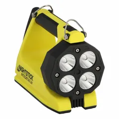 This rechargeable safety-rated lantern delivers a maximum output of 600 lumens with a focused spot beam, providing 13 hours of continuous illumination at full brightness. It includes a charging base and is suited for use in hazardous locations where flammable gases or dusts may be present, such as industrial facilities and chemical plants.