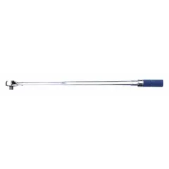 This ratcheting micrometer torque wrench has a 3/4-inch square drive and a torque range of 120 ft-lb to 600 ft-lb. It is used for tightening fasteners to specified torque values in heavy equipment assembly, industrial maintenance, and structural bolting. The tool is not tether capable.
