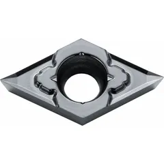 This diamond indexable turning insert is designed for precision machining of non-ferrous materials such as aluminum alloys, copper, and plastics. It is suitable for turning, facing, and profiling operations, delivering high surface finish and extended tool life in fine finishing cuts.