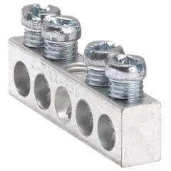Aluminum ground bar kit rated 70 A for use with Square D QO load centers. Includes two mounting screws. Provides a central grounding point for equipment grounding conductors in electrical panels.