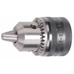 Thread-mount keyed drill chuck for portable power tools. Features a 1/2"-20 thread mount and accepts bits from 5/64" to 1/2" in diameter. Suitable for drilling in metal, wood, and masonry applications.