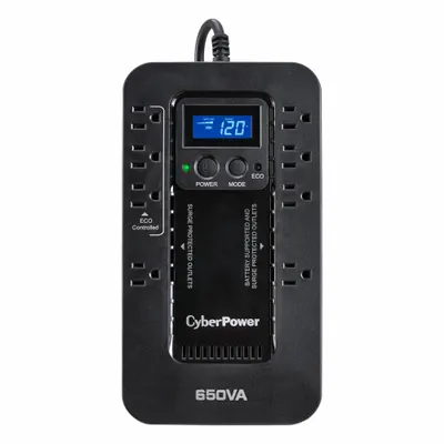 CYBER POWER UPS System: Single Phase, 650 VA Power Rating, 120 V AC Input, 120 V AC Output - Standby UPS Systems