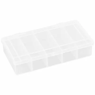 FLAMBEAU T155 Clear Plastic Small Parts Compartmented Box, 5 Fixed Compartments - Small Parts Compartmented Boxes with Fixed Dividers