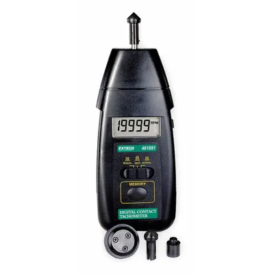 EXTECH Tachometer: +/-0.05% RPM Accuracy, 0.1 RPM, 20,000 RPM Max Contact RPM - Contact Tachometers
