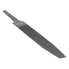 Double-cut warding file with single edge cut and smooth cut, 4 in length without tang, 1/2 in width, natural finish. Tapers towards the point for precision filing in confined spaces such as keyways, slots, and small grooves.