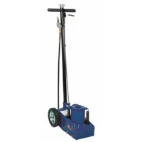 This pneumatic truck axle jack is designed for lifting heavy loads in fleet maintenance and industrial repair. With a 30-ton capacity and 11 1/8-inch minimum lift, it is suited for servicing large vehicles and equipment. The steel body provides structural support for demanding applications