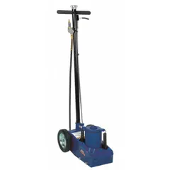 This pneumatic truck axle jack is designed for lifting heavy loads in fleet maintenance and industrial repair. With a 30-ton capacity and 11 1/8-inch minimum lift, it is suited for servicing large vehicles and equipment. The steel body provides structural support for demanding applications.