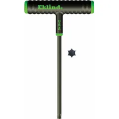 T-shaped Torx key with a single T8 tip, standard end, and long length. Made from alloy steel with a black finish. Used for driving Torx and Torx Plus fasteners in assembly, maintenance, and repair tasks.