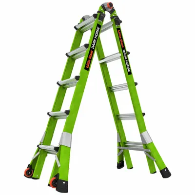 LITTLE GIANT Combination Ladder: 3 Configurations, Fiberglass, 300 lb Load Capacity - Extending Multifunction Ladders
