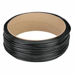 Metric polyurethane tubing with 2.5 mm inner diameter and 4 mm outer diameter, supplied in 500 ft length. Black in color with Shore A 90 to 95 hardness, rated for maximum operating pressure of 190 psi at 180°F. Suitable for pneumatic control lines, fluid transfer, and instrumentation in industrial automation and packaging machinery.