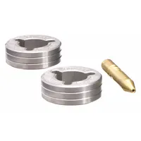 This 2-roll kit with inlet guide is designed for feeding 0.035 in solid welding wire. The V-groove configuration ensures consistent wire delivery in MIG welding applications. Compatible with Miller Multimatic 255 and 22 Series welders
