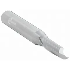Solid carbide spiral O-flute upcut router bit designed for routing aluminum. Features a 1/8" cut diameter and 1/4" length of cut. Suitable for CNC machining of aluminum sheet, plate, and extrusions.