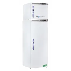 This pharmacy refrigerator-freezer provides 10.5 cu ft of refrigerator capacity with two swing solid doors. The right-hinged doors allow flexible placement in clinical or laboratory settings for storing temperature-sensitive medications and biological samples.