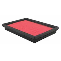 Rectangular panel engine air filter with 9 1/32 in overall length. Designed for use in Rogue vehicles and buses to trap airborne contaminants and maintain engine combustion efficiency