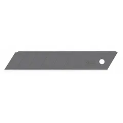 Steel snap-off blades with 7 segments, 1 in width, and 0.03 in thickness. Used for cutting cardboard, drywall, and packaging materials in construction, warehousing, and manufacturing.