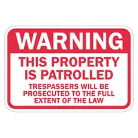 Reflective No Trespassing Warning Sign: Aluminum, Mounting Holes Sign Mounting, 0.063 in Thick (MPN T1-1444-HI_18x12)