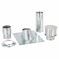 Gas Vent Pipe Kit: 4 in Duct, 1 ft Lg, Steel, Category I, Std Pipe, Galvanized Steel (MPN 4EK)
