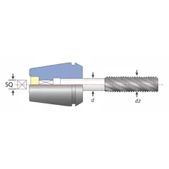 ER40 rigid tap collet designed to hold 7/16 in taps securely in ER40 collet systems. Provides rigid clamping to prevent tap slippage during thread cutting operations in machining applications.