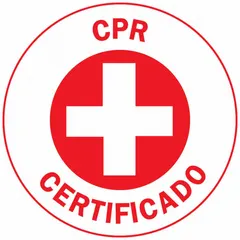 Non-reflective, circle-shaped hard hat label with English text. Diameter 2 in. Supplied as a standard 4-pack. Used to indicate CPR certification on hard hats in industrial environments.