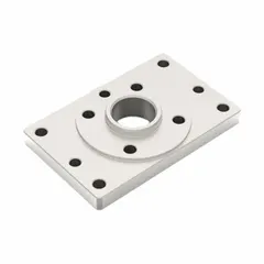 Robot coupler for end-of-arm tooling (EOAT) interfaces, providing a quick-change connection between a robot arm and tooling. Features an ISO 40-4-4M6 flange and includes mounting hardware. Used in automated manufacturing and assembly applications requiring fast, repeatable tool changes.