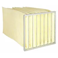 Pocket Air Filter: 24 in x 24 in x 15 in, MERV 14, Yellow, Fiberglass, 8 Pockets