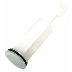APPROVED VENDOR Drain Stopper, 1-1/4 in Overall Diameter, ABS/Stainless Steel, Chrome-Plated, White, MPN 30383