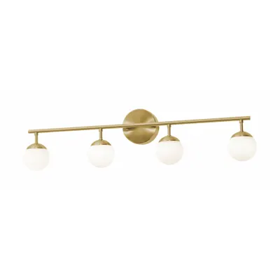 AFX INC. Pearl 4 Light LED Vanity: Satin Brass, 1,565 lm_1,800 lm, 3000K, 21 W, 120V AC - Pearl Vanity Lights