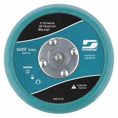 DYNABRADE Hook-and-Loop Disc Backup Pad: 5 in Dia x 3/8 in T, 5/16"-24 Threaded-Shank - Threaded-Shank Sanding Disc Backing Pads