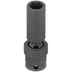 This 3/8" drive metric flex impact socket features an 11 mm, 6-point deep design for secure engagement on hex fasteners. The black phosphate finish provides corrosion resistance. Suitable for heavy-duty fastening and loosening tasks with impact tools in automotive and industrial settings. Not tether capable.