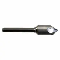CLEVELAND C46360 general-purpose three-flute countersink with 90° included angle. Body diameter and shank diameter are both 1/8 in. Made from carbide for cutting metal, wood, or plastic. Used for creating conical recesses for flat-head screws and for deburring holes in machining and fabrication