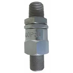 This steel swivel features a 1/2 in UNF connection, allowing rotational movement between connected components. It is commonly used in fluid lines or mechanical linkages where rotation is required.
