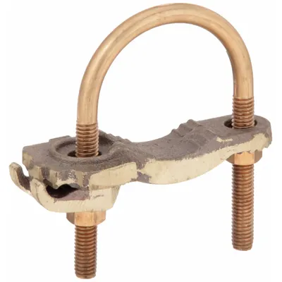 BURNDY Grounding Connector: Copper, 1/2 in to 1 in Pipe, 1 Grounding Wires - Pipe and Rod U-Bolt Ground Clamps