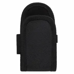 Black nylon holster with one pocket and open-top closure. Attaches via clip to belts up to 1 3/8 inches wide. Designed for carrying knives, providing hands-free access in industrial, warehouse, and maintenance settings.