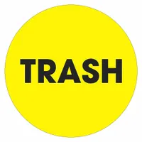 Trash Label: Trash, 2 in x 2 in, Yellow (MPN DL1275)