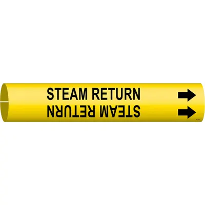 BRADY Pipe Marker: Steam Return, Yellow, Black, Fits 4 to 6 in Pipe O.D., 1 Pipe Markers - Steam Return Snap-On Pipe Markers
