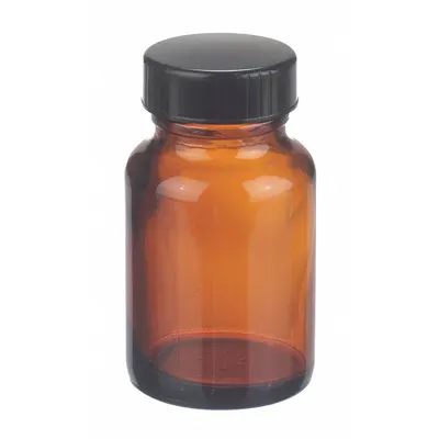 WHEATON Packaging Bottle: 60 mL - Amber Wide Mouth Glass Lab Bottles