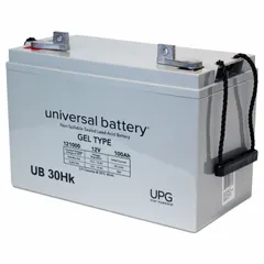 APPROVED VENDOR D5874 Gel Sealed Lead Acid Battery, 12V DC, 100 Ah, Deep Cycle, ABS Housing, Tab Terminal with 0.315 in Bolt Hole