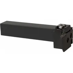 Indexable parting and grooving toolholder for external grooving, cutoff, and turning operations. Shank size 25 mm x 25 mm, accepts 3 mm wide inserts with 10 mm insert length. Right-hand design with screw-clamp insert locking mechanism.