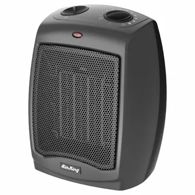 AIR KING Portable Electric Heater: 1500W, 2 Heat Settings, Gray - Portable Pedestal & Tower Electric Office Heaters