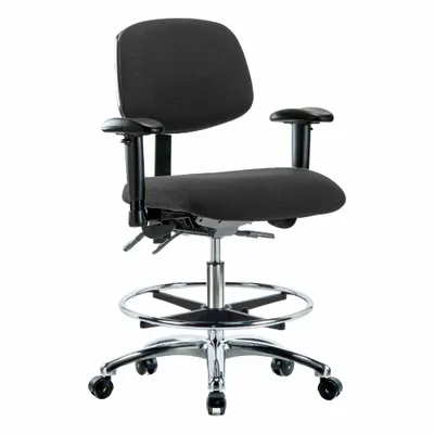 OEM Task Chair: Fabric, Arms Included, Ht Range 21 1/2 in to 29 in, 18 1/2 in Seat Wd - Fabric ESD Chairs