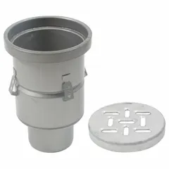 This BLUCHER sanitary floor drain is made of stainless steel with a slotted top and silver finish. It has a 3 in nominal pipe size and No Hub connection type. Suitable for commercial and industrial drainage in areas requiring corrosion resistance and efficient water removal.