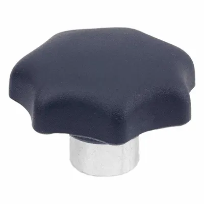 JW WINCO 7-Arm Knob with Threaded Hole, Plastic w/ Steel Thread, M8, 40 mm Dia - 7-Arm Knobs with Threaded Hole