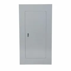 Non-vented steel door cover for Square D NQ and NF panelboards. Rated 125 A with 42 spaces. Surface-mount enclosure for protecting circuit breakers and wiring in electrical distribution systems.
