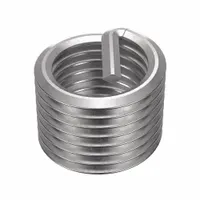 This screw-locking tanged helical insert is used to repair or reinforce tapped threads in metal components. It features a 3/4"-10 coarse thread, 3/4 in overall length, and a tensile strength of 200,000 to 250,000 psi. Made from 18-8 stainless steel with a plain finish, it is suitable for right-hand threading applications requiring an STI tap size of 3/4"-10